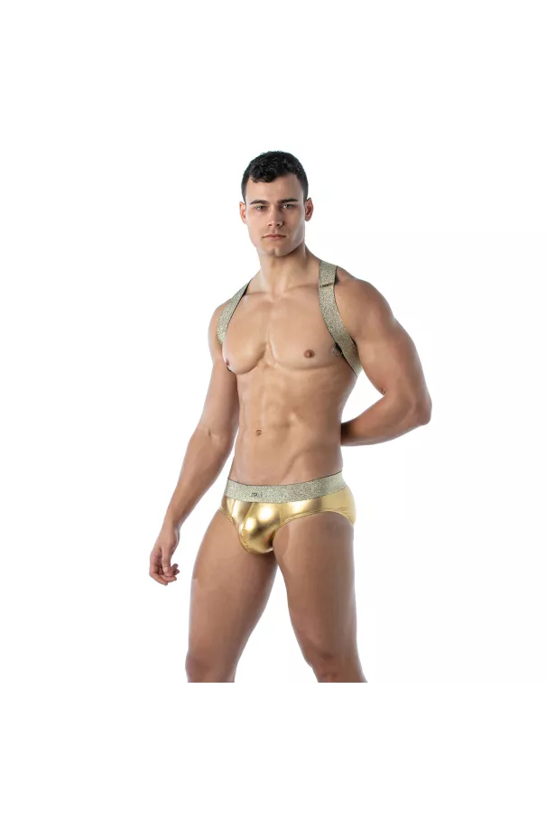 Magic X Harness Gold – Sexy Men’s Harness in Lurex | TOF Paris