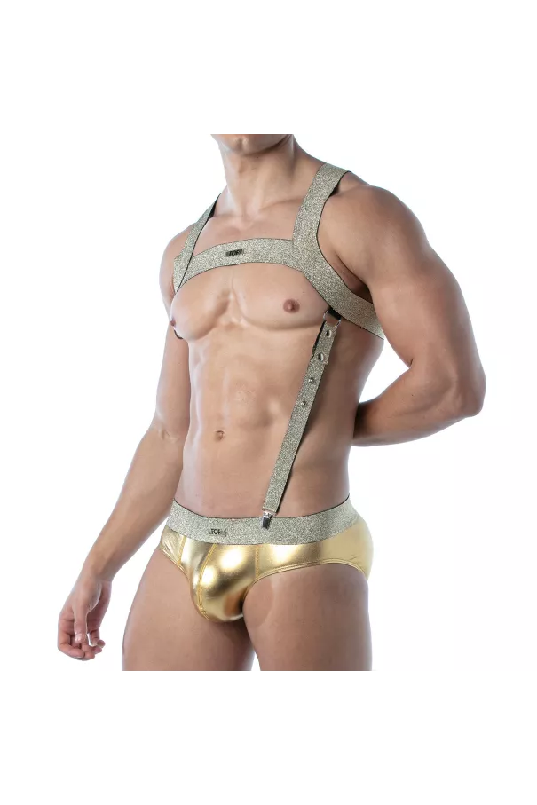 Adjustable Magic Suspenders Gold – Sexy Men’s Accessory | TOF Paris