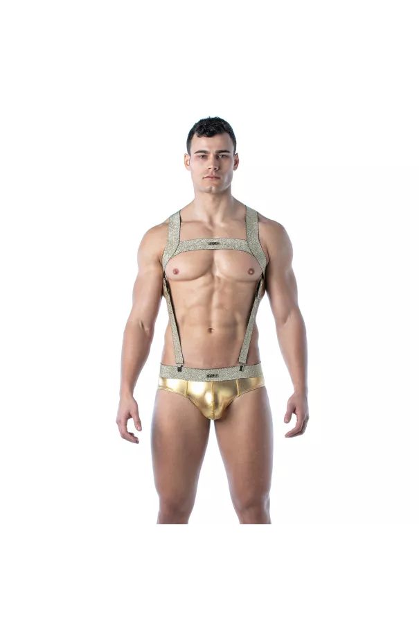 Adjustable Magic Suspenders Gold – Sexy Men’s Accessory | TOF Paris