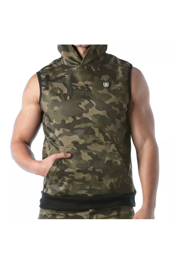 Army Sleeveless Hoodie