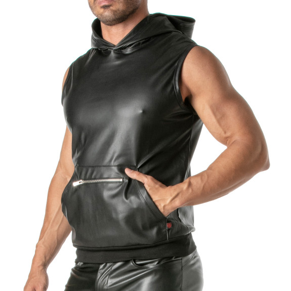 Kinky Zipped Pocket Sleeveless Hoodie