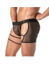 Mesh thong with chaps-inspired string