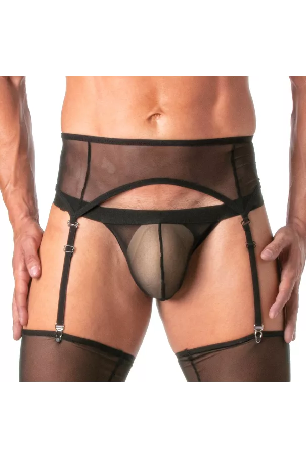 Mesh Garter Belt Set for men with a thong for men