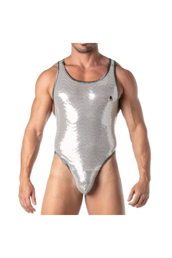 Glitter Body Thong Silver - Sexy Men's Bodysuit | TOF Paris