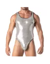 Men's Silver Sequin Thong Bodysuit
