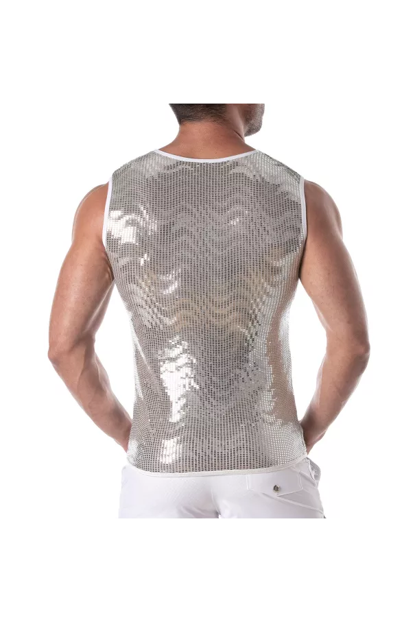 Glitter Tank Top Silver for Men - Dazzling Style | TOF Paris