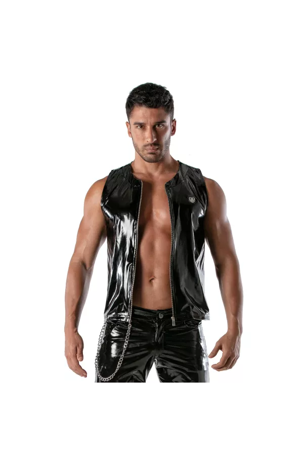 Vinyl zipped tank top black