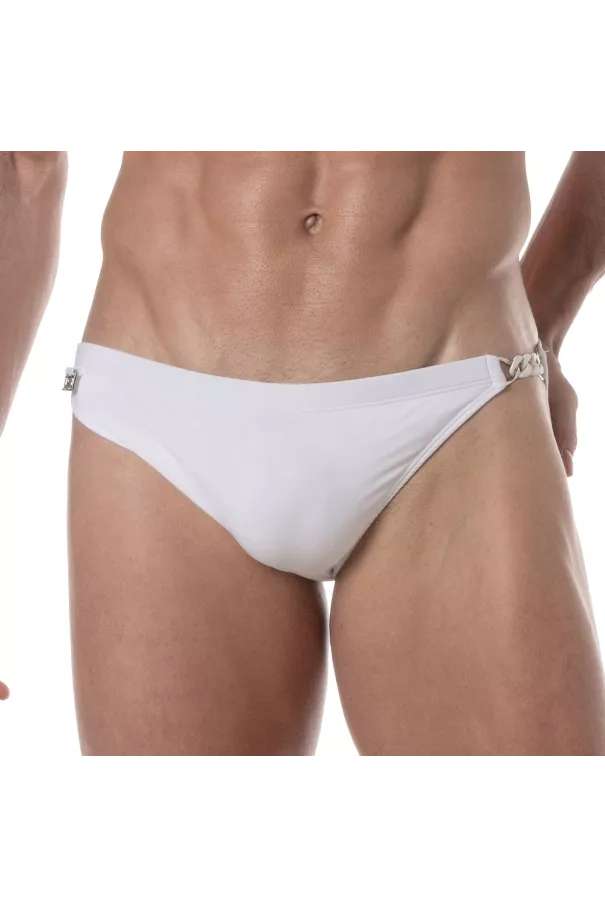 Swim Chain Briefs White