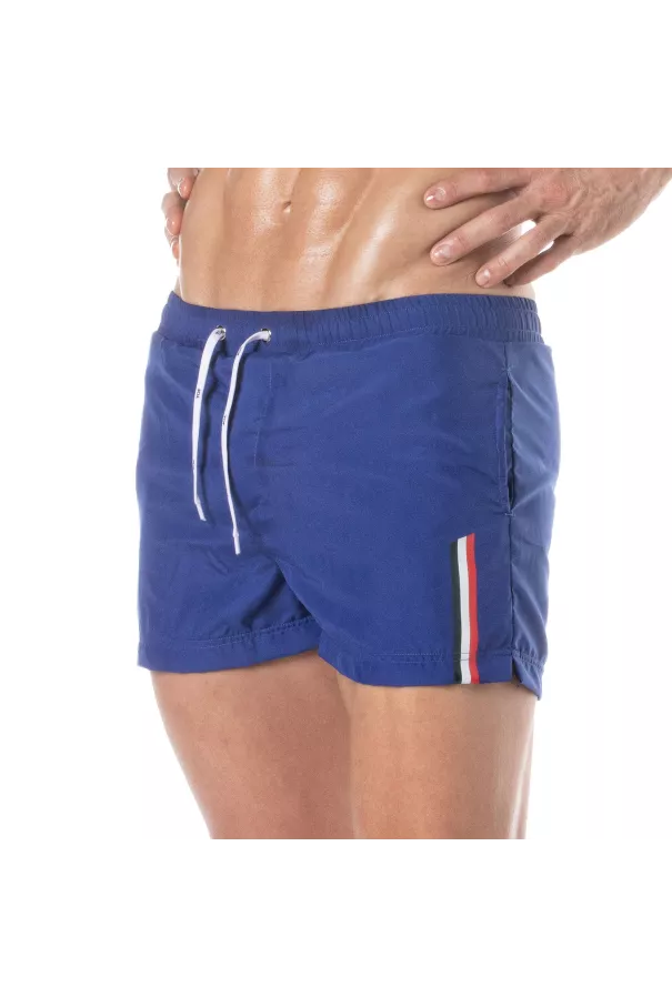 Mid Thigh Swim Shorts Royal Blue from sideway