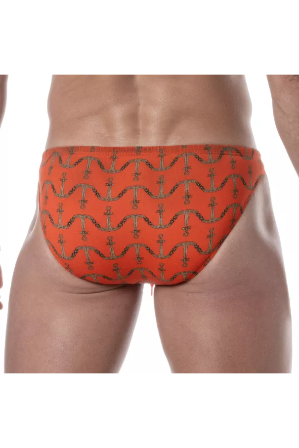 Print Swim Mini Briefs Orange from the back