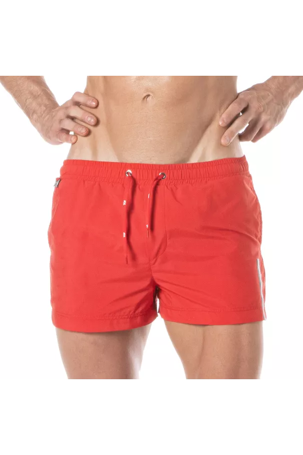 Mid Thigh Swim Shorts Red