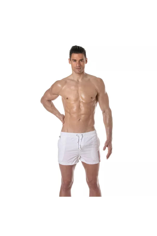 Mid Thigh Swim Shorts White