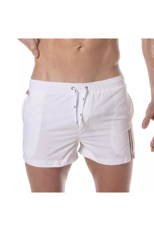 Mid Thigh Swim Shorts White