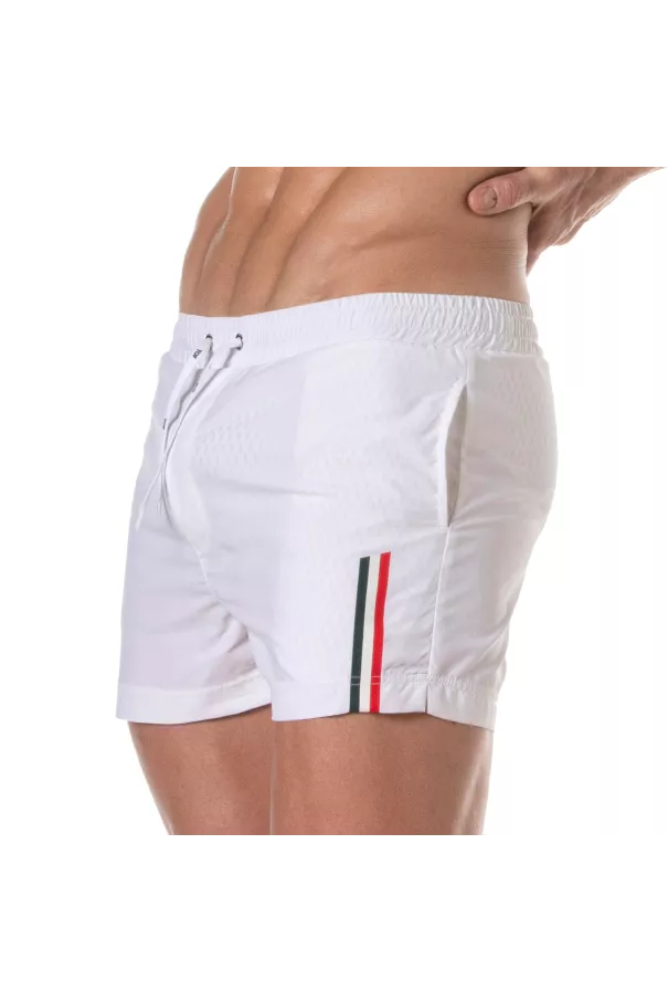 Mid Thigh Swim Shorts White