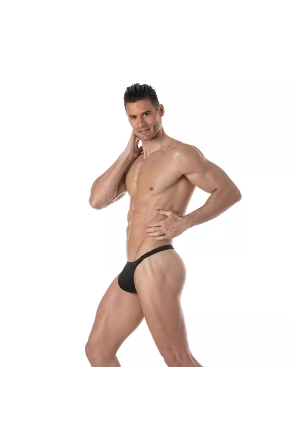Plain swim Thongs Black Sideway