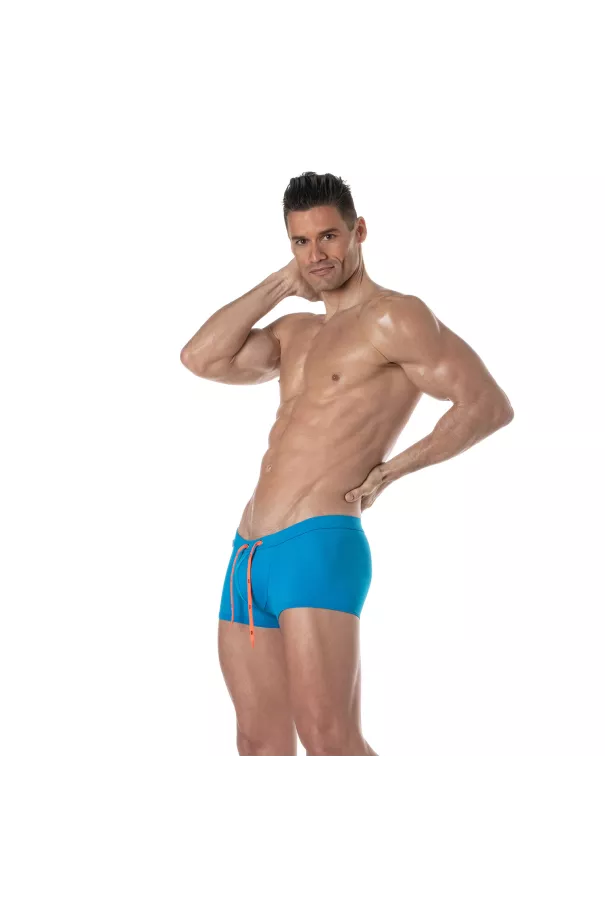 Plain swim Mini Trunks Turquoise with a man