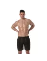See Through Mens Long Shorts Black from face