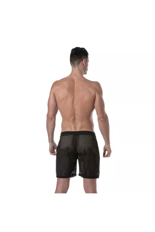 See Through Mens Long Shorts Black