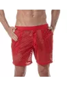 See Through Mens Long Shorts Red