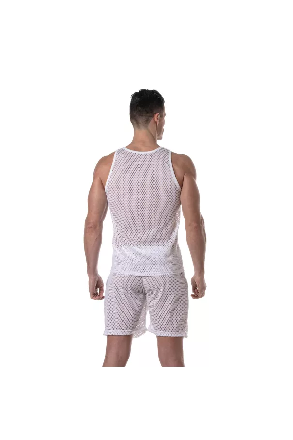 See Through Mesh Tank Top White