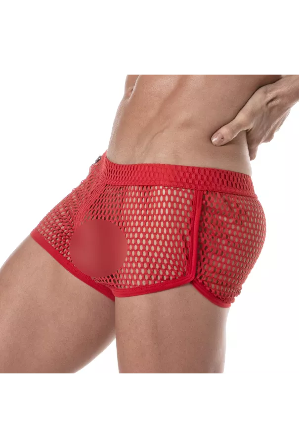 See Through Mens Mini Short Red Side Way