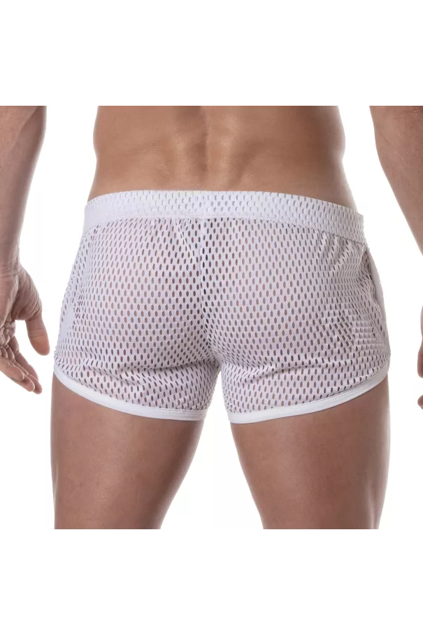 See Through Mens Mini Shorts White