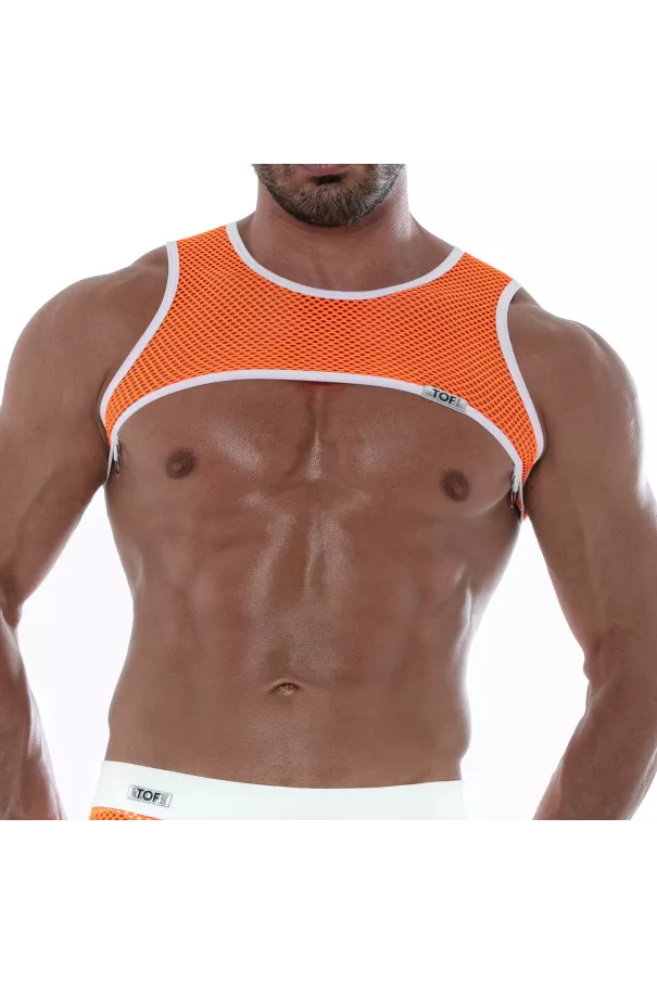 Neon Mesh Harness Orange Front For Men