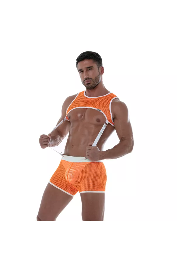 Neon Mesh Harness Orange For Men
