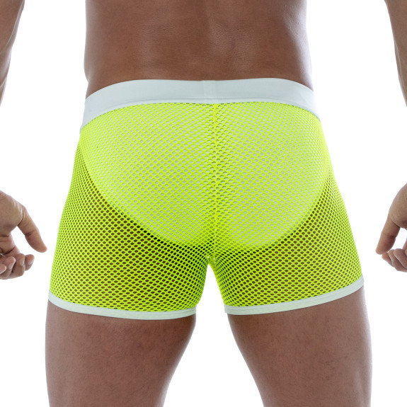 Neon Mesh Shorts Yellow from the back