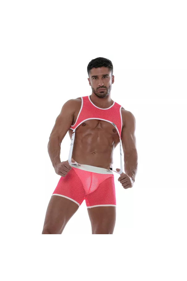 Neon Mesh Harness Pink For Men