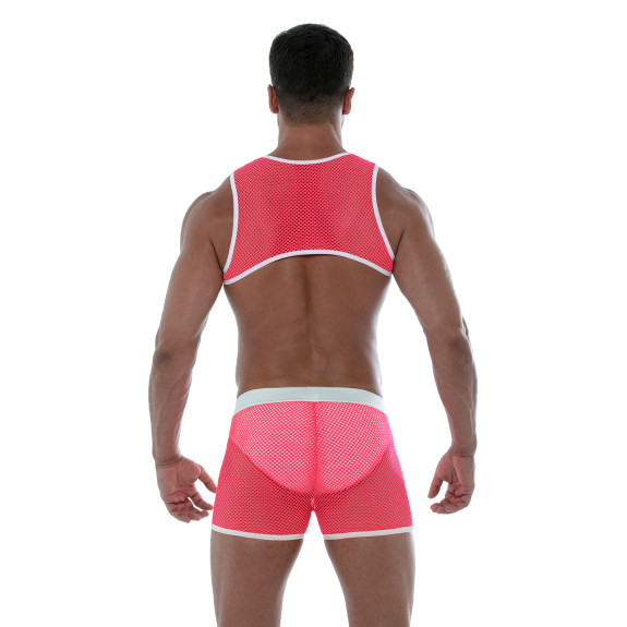 Neon Mesh Shorts Pink with suspender