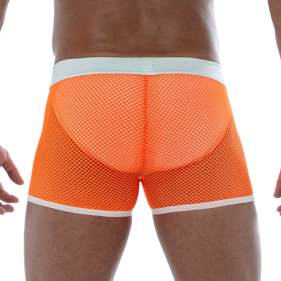 Neon Mesh Shorts Orange from the back
