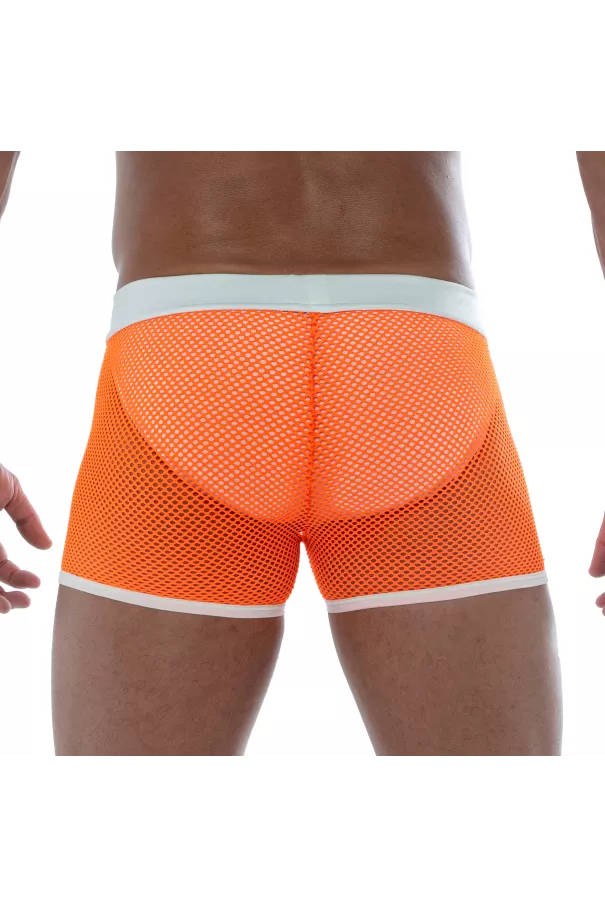 Neon Mesh Shorts Orange from the back