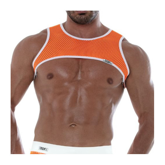 Neon Mesh Harness Orange Front For Men