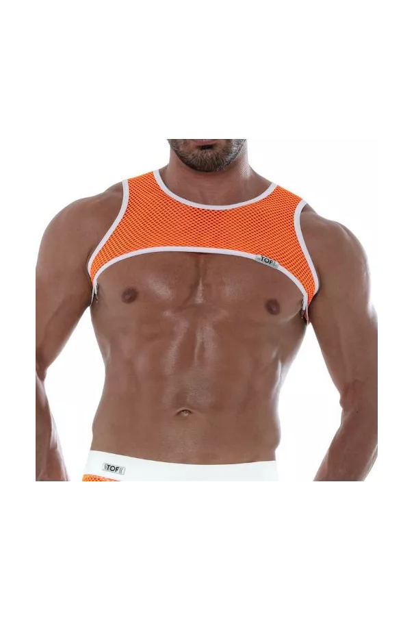 Neon Mesh Harness Orange Front For Men