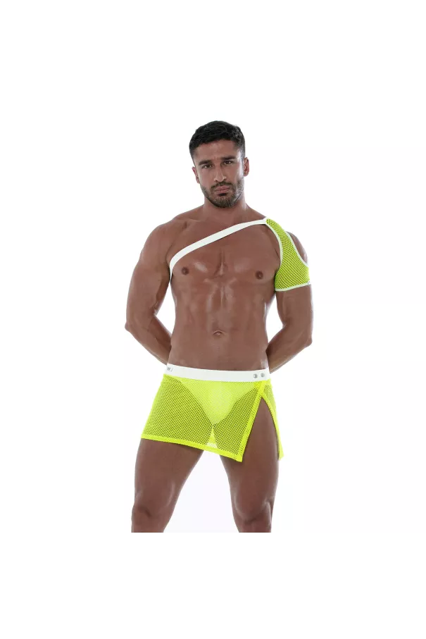 Neon Mesh Shoulder Harness Yellow For Men - Sexywear - Tof Paris