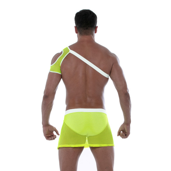 Neon Mesh Shoulder Harness Yellow For Men - Sexywear - Tof Paris