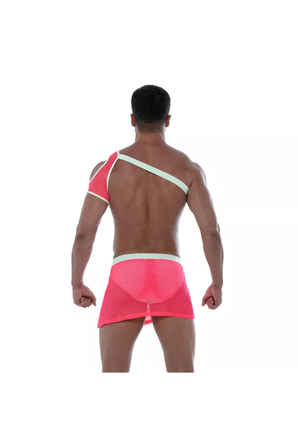 Neon Mesh Shoulder Harness Pink from the back