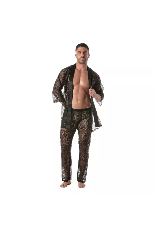 Lace Kimono Vest with a kimono lace pants