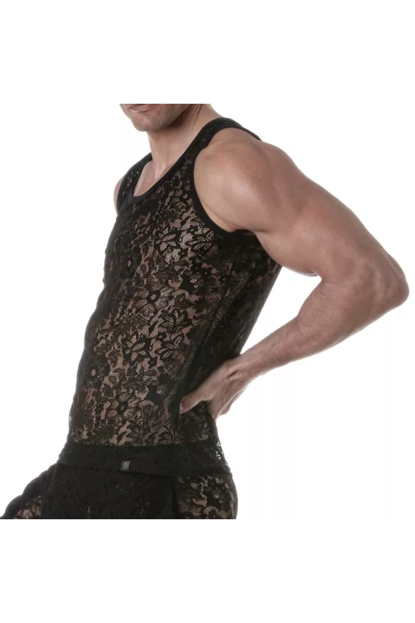 Lace Tank Top for men from sideway
