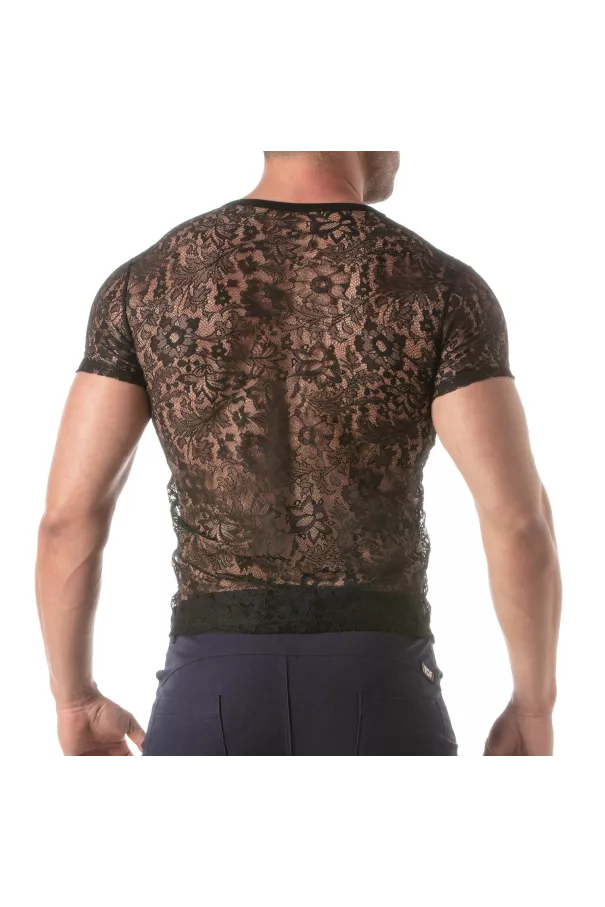 Men wearing a Lace T-shirt Black Back