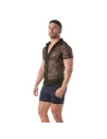 Men Wearing a Lace Short Sleeves Shirt Sideway