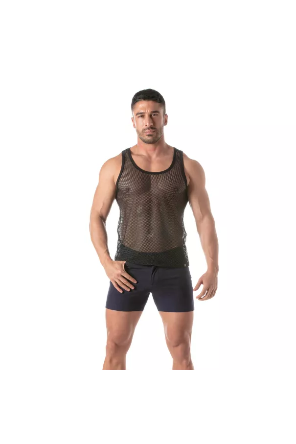 Circuit Fishnet Tank Top with a mid thigh short