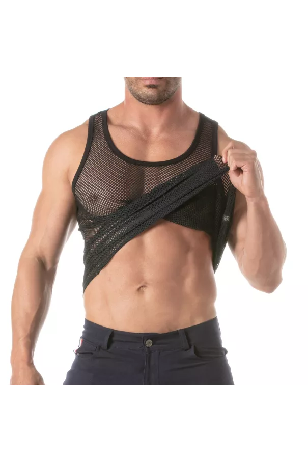 Circuit Fishnet Tank Top for men with abs