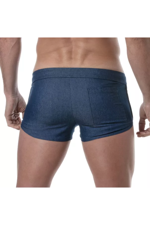 Light Denim Retro Short from the back