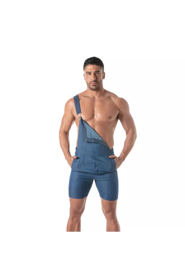 Light Denim Overall Shorts for men