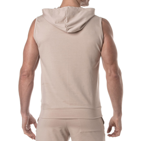 A Sleevless Bamboo Hoodie For Men From Back