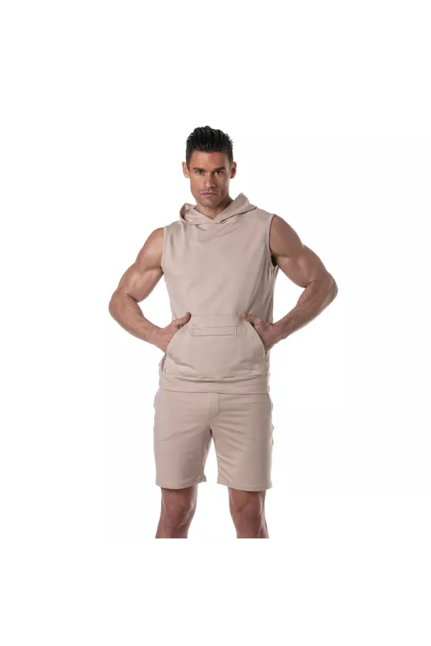 Men wearing a Sleevless Bamboo Hoodie