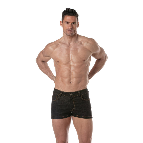Urban Jean Mini Shorts with a men