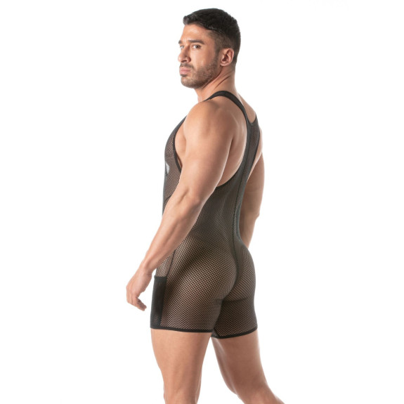 Men Wearing a Circuit Fishnet Wrestling Body From Sideway